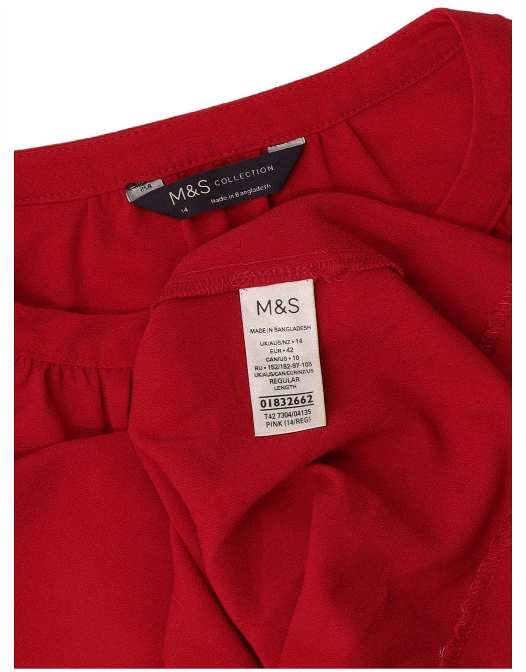 Marks & Spencer Γυναικείο φόρεμα 3/4 μανίκι Shift UK 14 μεγάλο ροζ πολυεστέρα