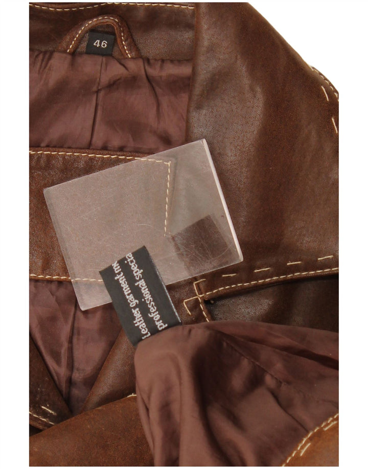 Vintage Γυναικείο Δερμάτινο Μπουφάν IT 46 Μεγάλο Καφέ Δερμάτινο