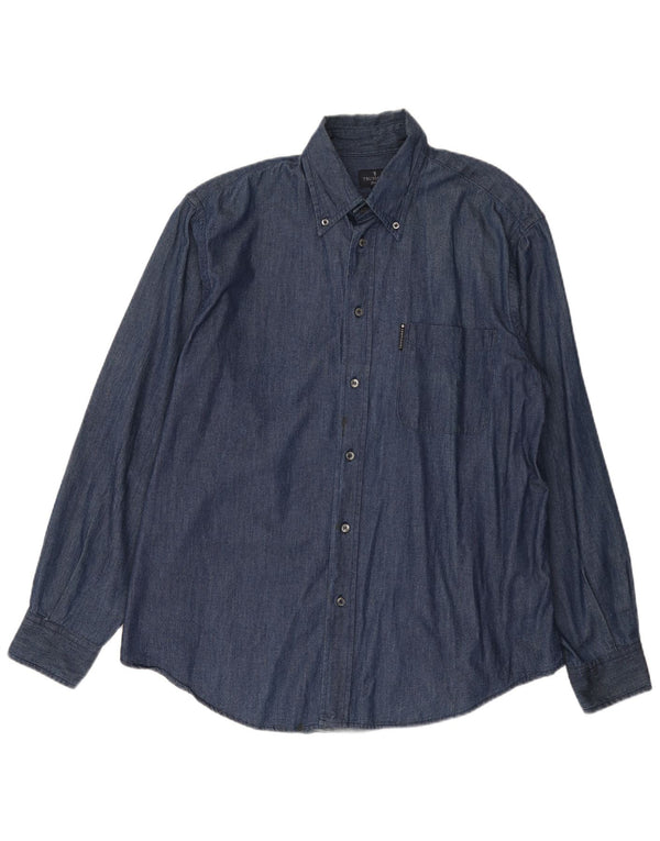 Ανδρικό τζιν πουκάμισο Trussardi Jeans XL Navy Blue Cotton