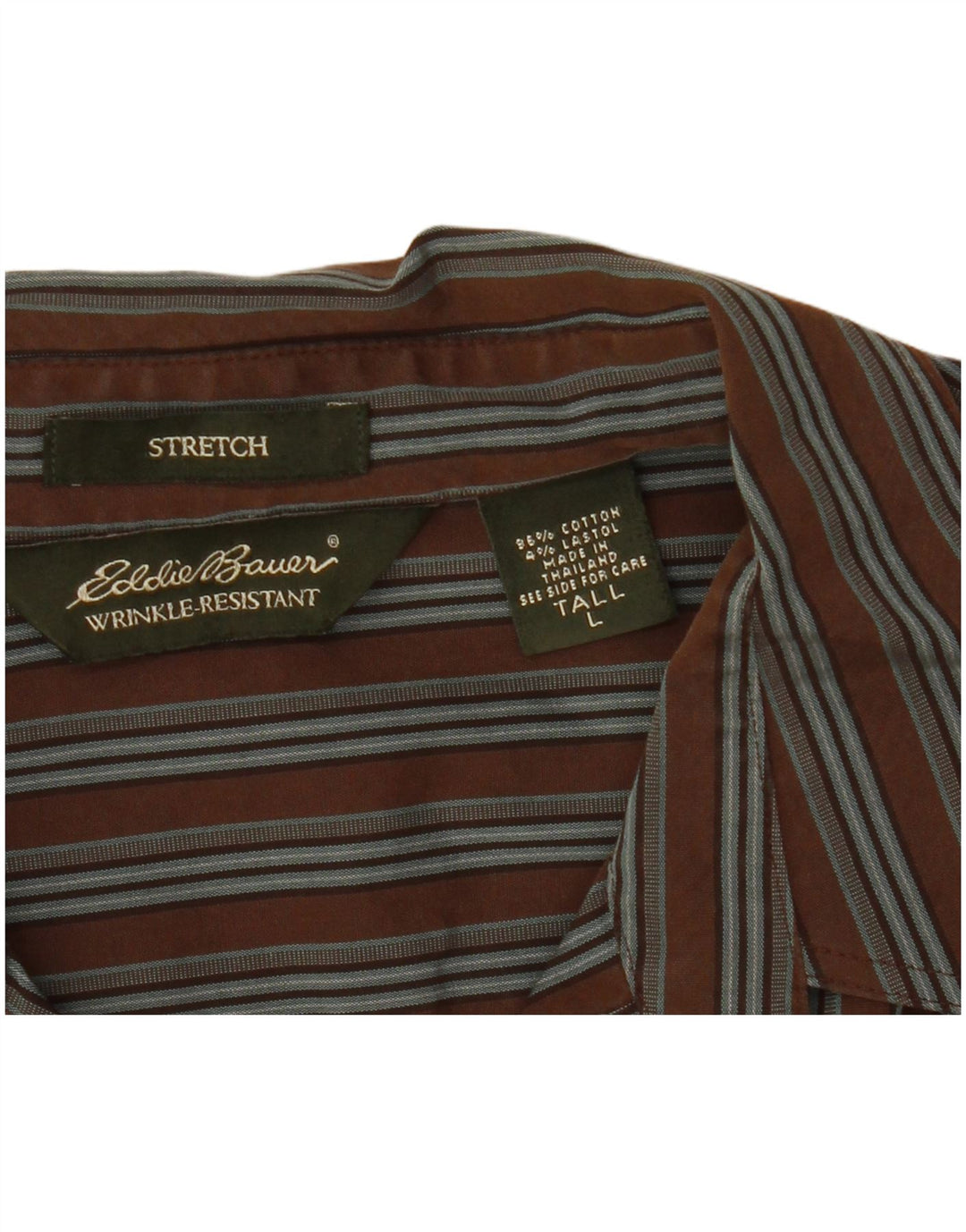 Eddie Bauer Γυναικείο ψηλό πουκάμισο UK 16 μεγάλο καφέ ριγέ βαμβακερό