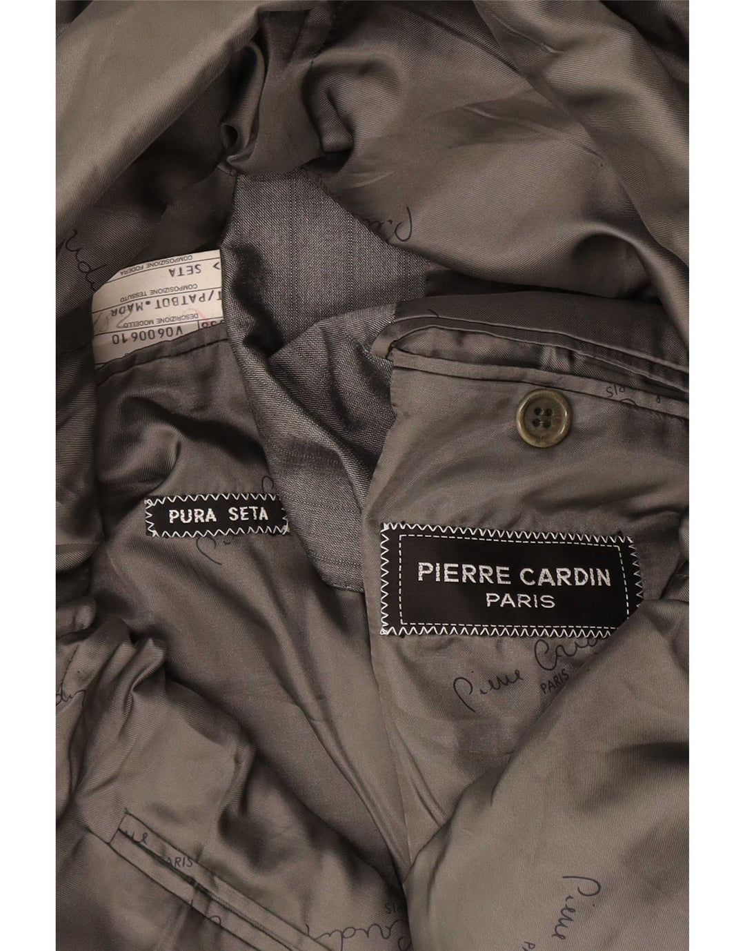 Pierre Cardin Ανδρικό σακάκι με 2 κουμπιά μπλέιζερ UK 38 μεσαίο γκρι ριγέ μεταξωτό