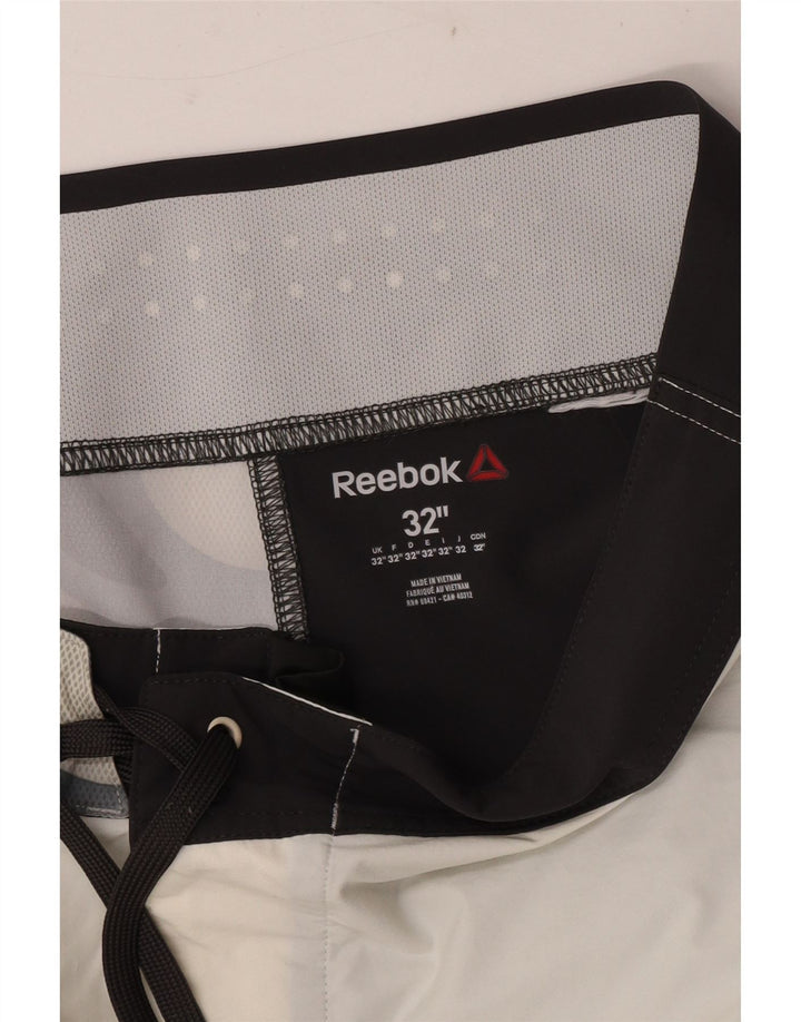 Ανδρικό γραφικό σορτς κολύμβησης Reebok Speedwick, μεσαίο μαύρο χρώμα