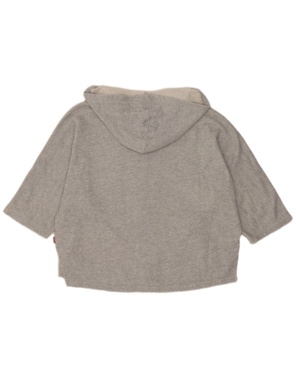 Levi's Girls Graphic 3/4 Sleeve Zip Hoodie Sweater 13-14 Years Grey Cotton