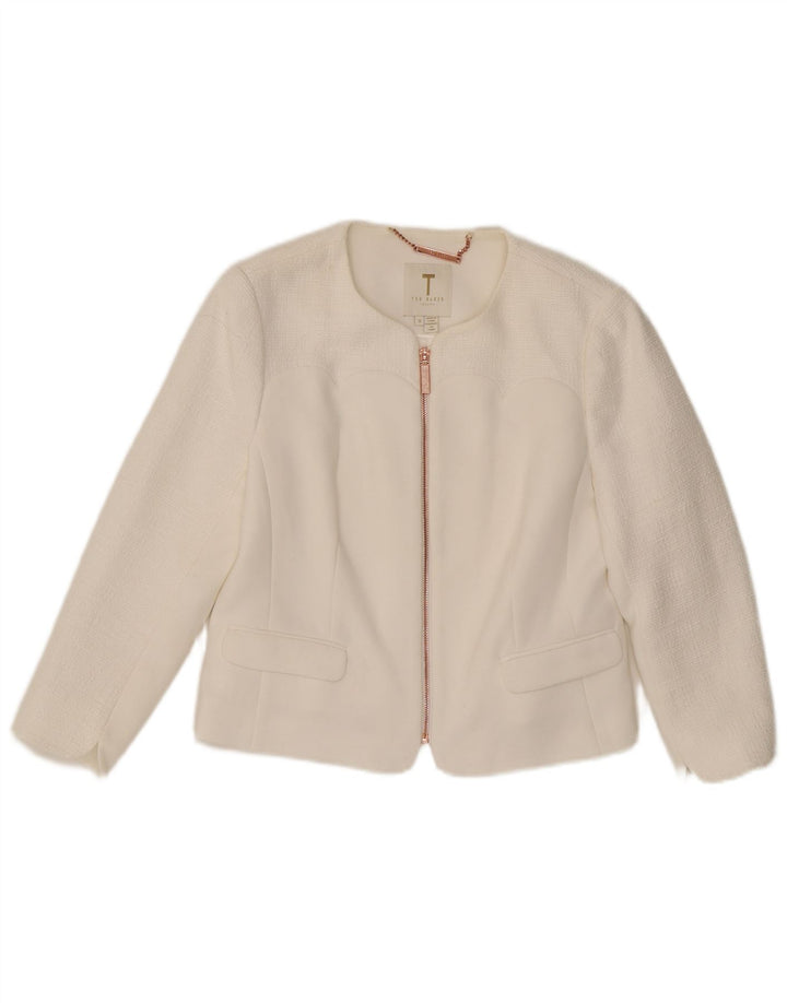 Ted Baker Γυναικείο Μπλέιζερ Μπουφάν Μέγεθος 3 Μεσαίο Λευκό Πολυεστέρας