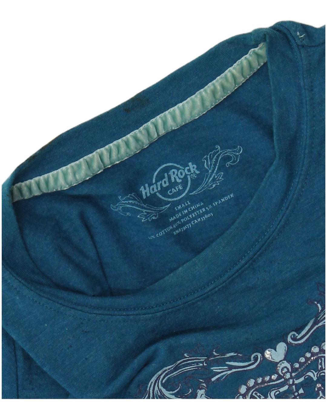 HARD ROCK CAFE Γυναικείο γραφικό μπλουζάκι San Diego Top UK 8 Small Blue Cotton
