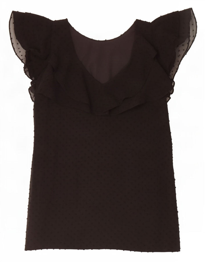 Zara Γυναικείο Βασικό Φόρεμα UK 10 Small Black Spotted Polyester