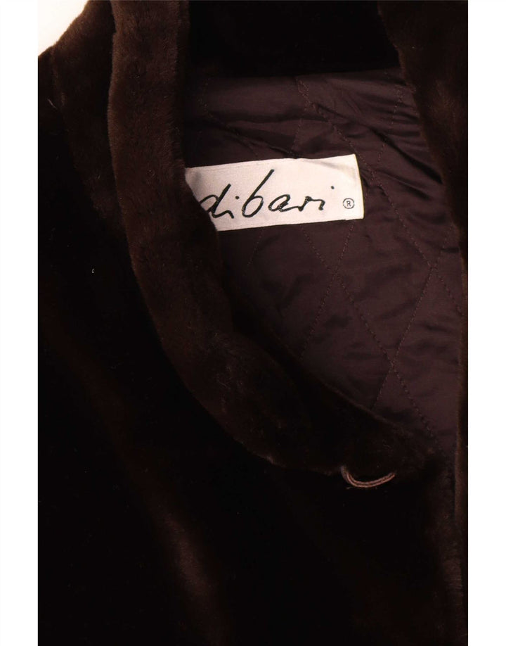 Vintage Γυναικεία Oversized Faux Fur Gilet EU 38 Μεσαίου καφέ Πολυακρυλικό
