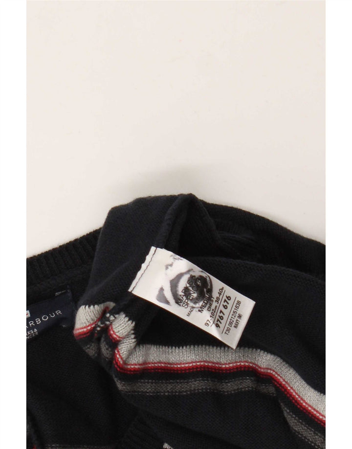 Ανδρικό πουλόβερ Marks & Spencer Blue Harbor με λαιμόκοψη με λαιμόκοψη με μεσαίο ριγέ