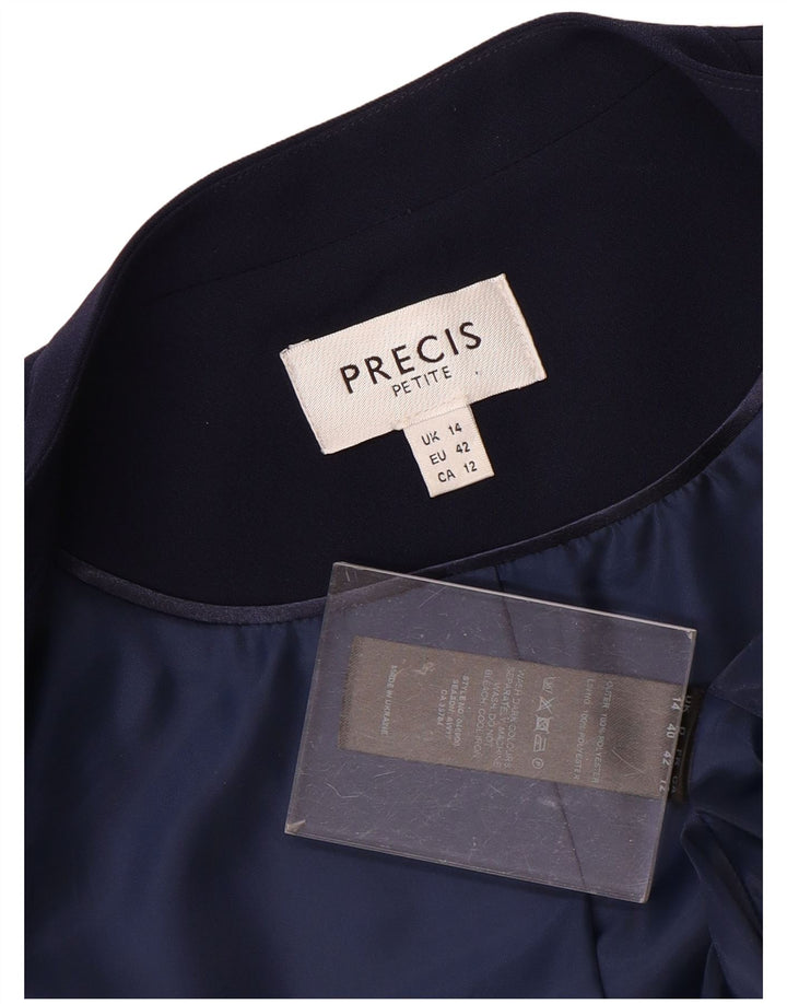 PRECIS Γυναικείο Crop Open Blazer Jacket UK 14 Medium Navy Blue Polyester