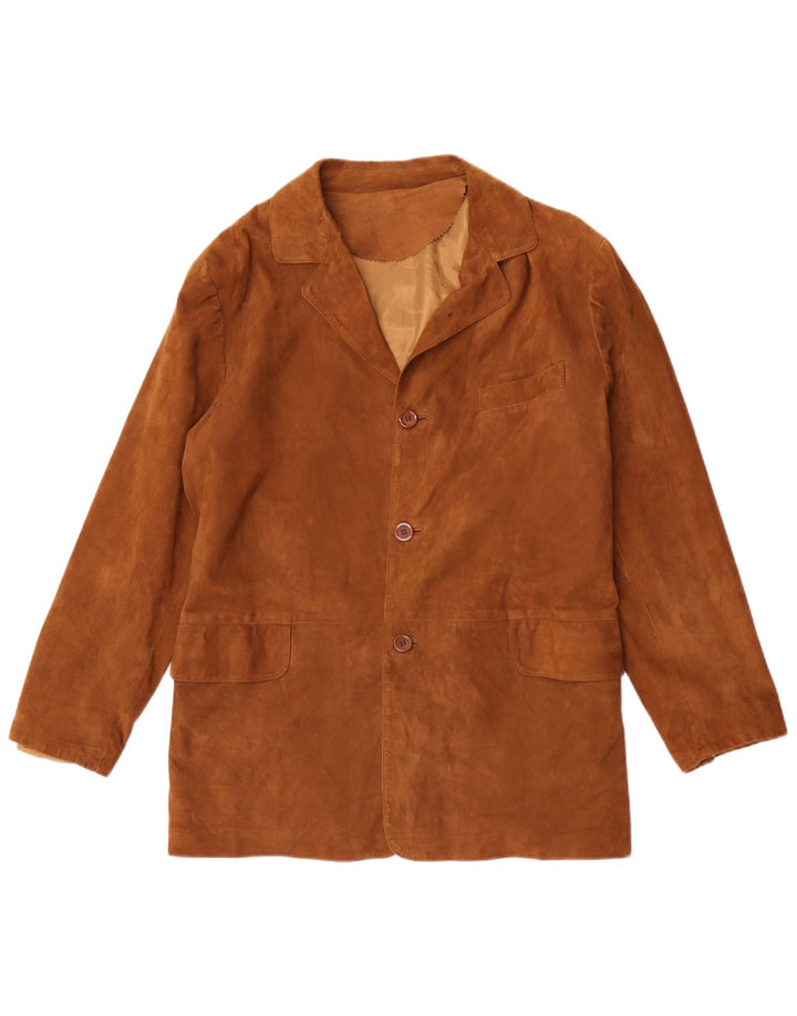 Vintage Ανδρικό Suede Blazer Jacket IT 48 Δερμάτινο μεσαίο καφέ