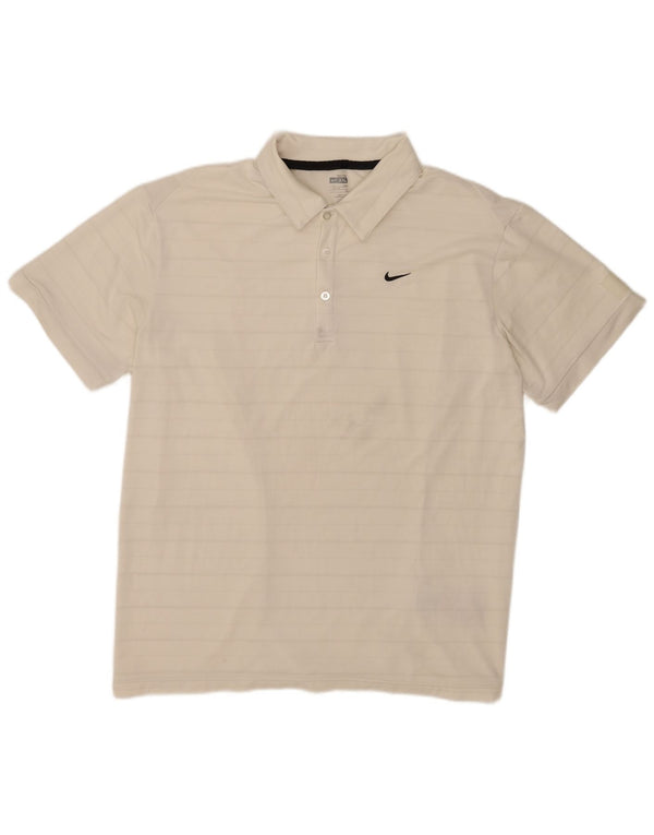 Ανδρικό μπλουζάκι πόλο Nike UK 47/48 2XL λευκό ριγέ πολυεστέρα