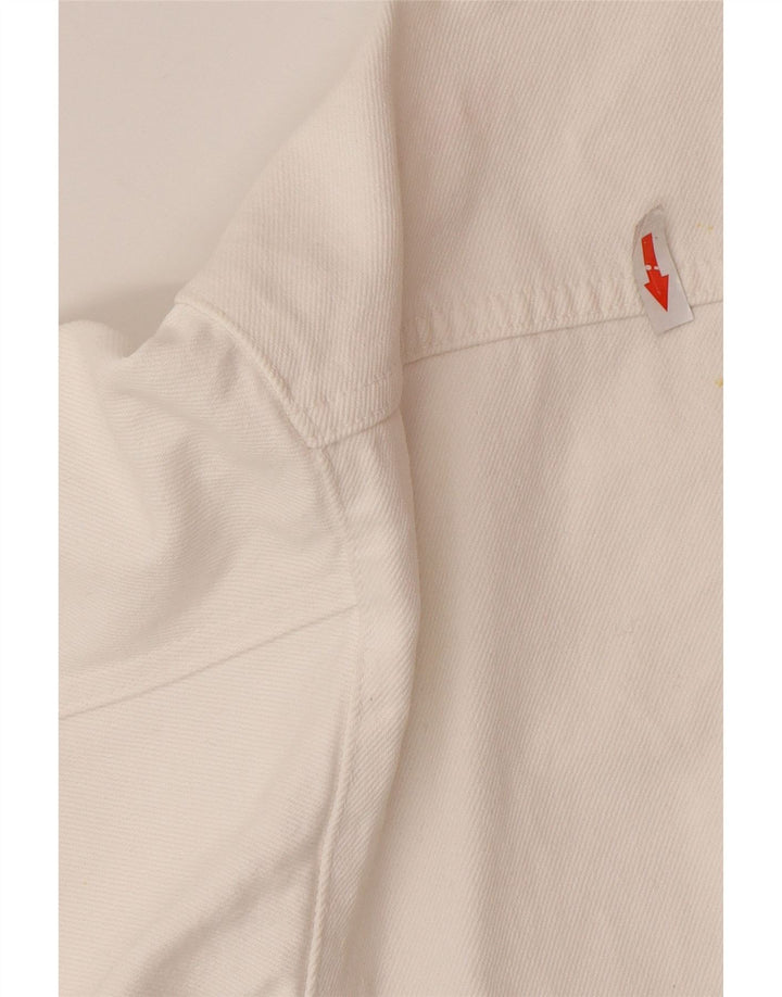 Zara Γυναικείο Crop Oversized Τζιν μπουφάν UK 10 Small White Cotton
