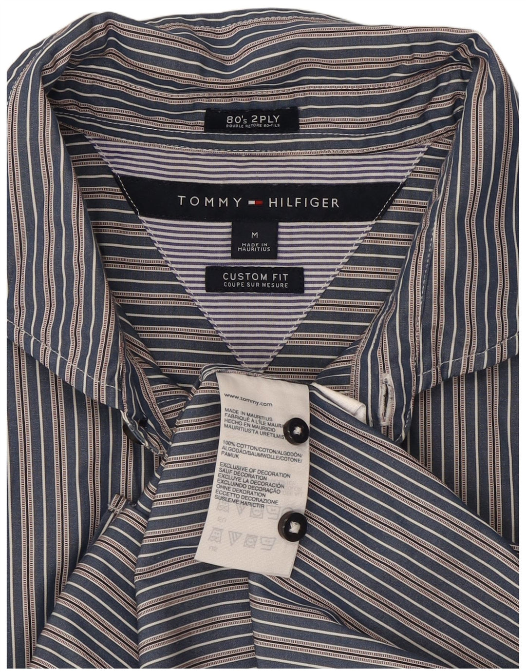 Ανδρικό πουκάμισο Tommy Hilfiger Custom Εφαρμογής Βαμβακερό μεσαίο μπλε ναυτικό ριγέ