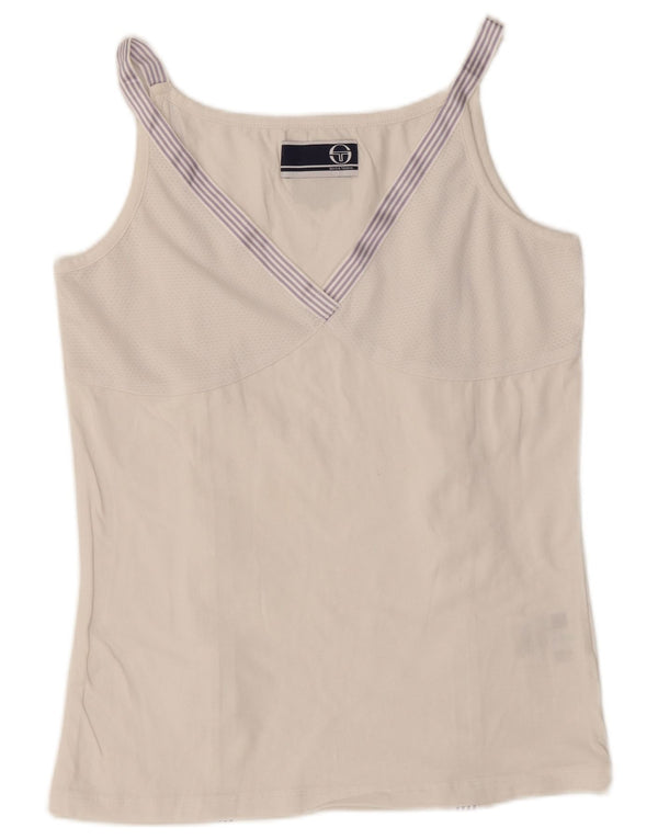 Sergio Tacchini Γυναικείο γιλέκο τοπ UK 10 Small λευκό βαμβακερό
