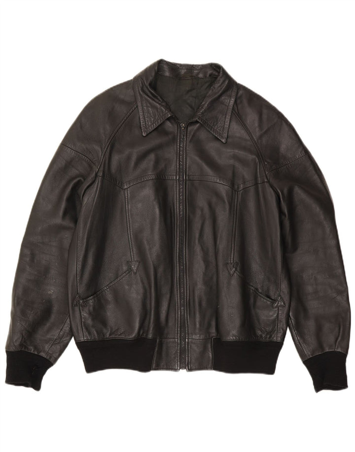 Ανδρικό δερμάτινο μπουφάν Alta Moda Bomber IT 54 2XL Μαύρο