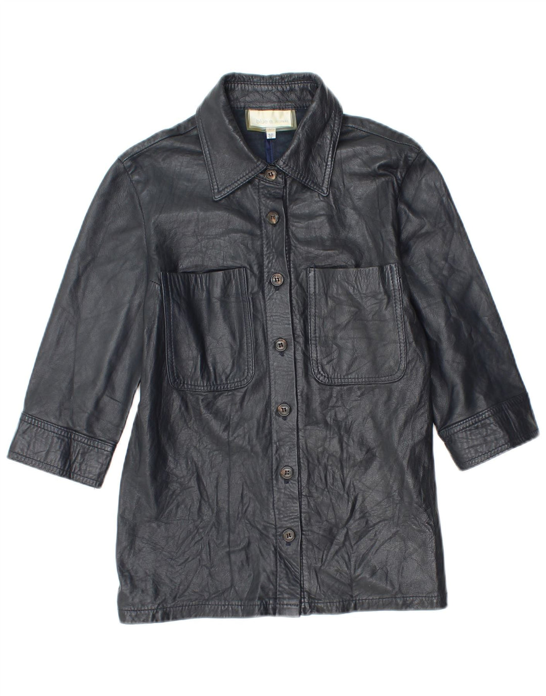 Les Copains Γυναικείο δερμάτινο μπουφάν 3/4 μανίκι IT 42 Medium Navy Blue Δερμάτινο