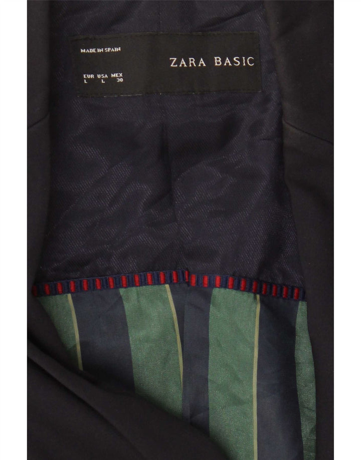 Zara Γυναικείο Μπουφάν 1 Κουμπί Blazer UK 14 Large Navy Blue Polyester