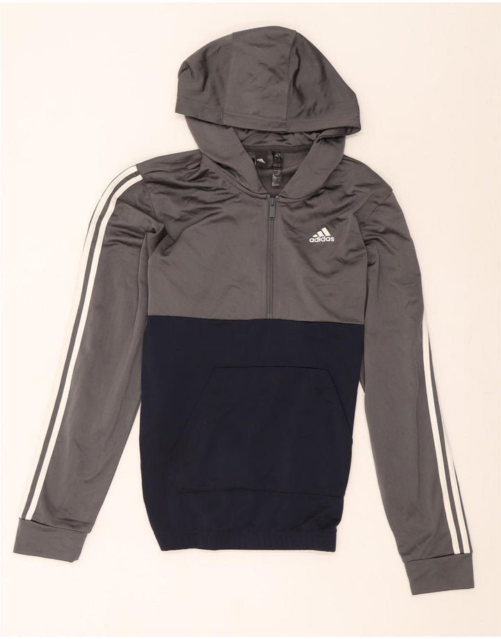 Adidas Ανδρικό Hoodie Jumper Small Grey Colourblock Πολυεστέρας