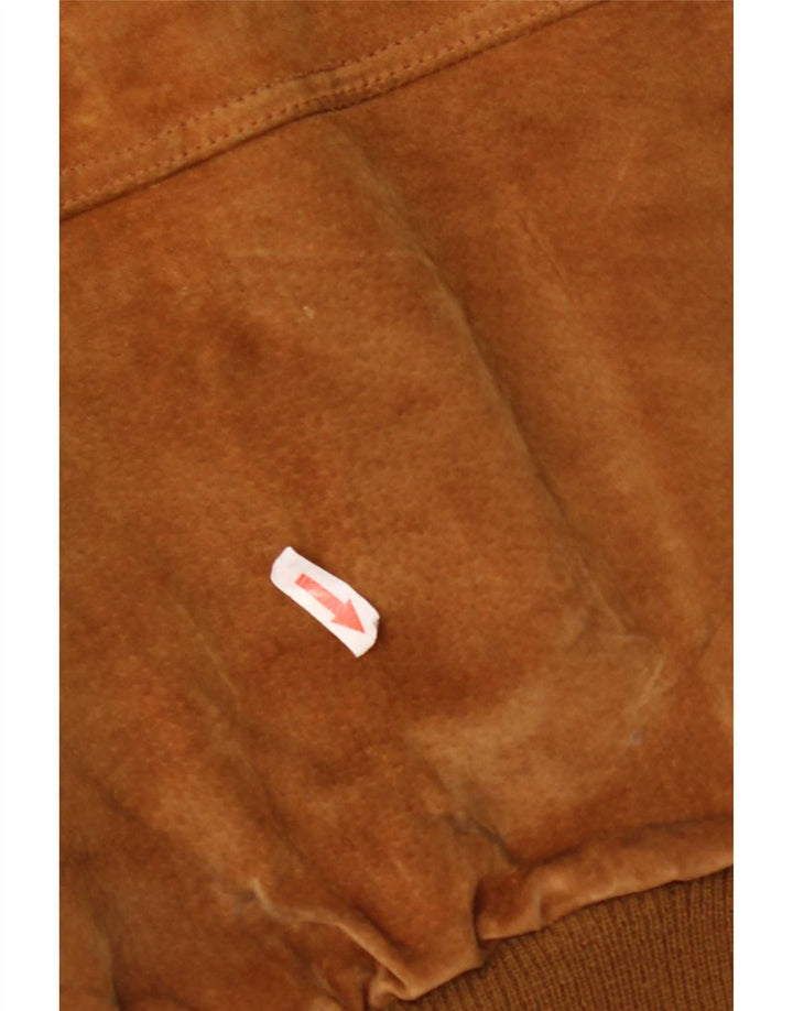 Vintage Ανδρικό Suede Bomber Jacket UK 40 Large Brown Polyester