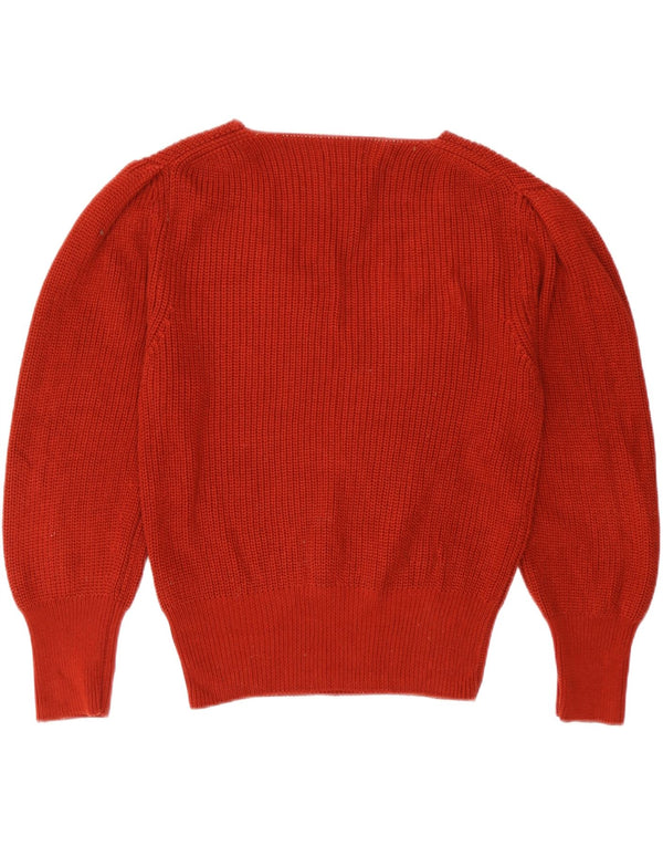 Massimo Dutti Γυναικείο πουλόβερ με V λαιμόκοψη UK 18 XL βαμβακερό μπορντό