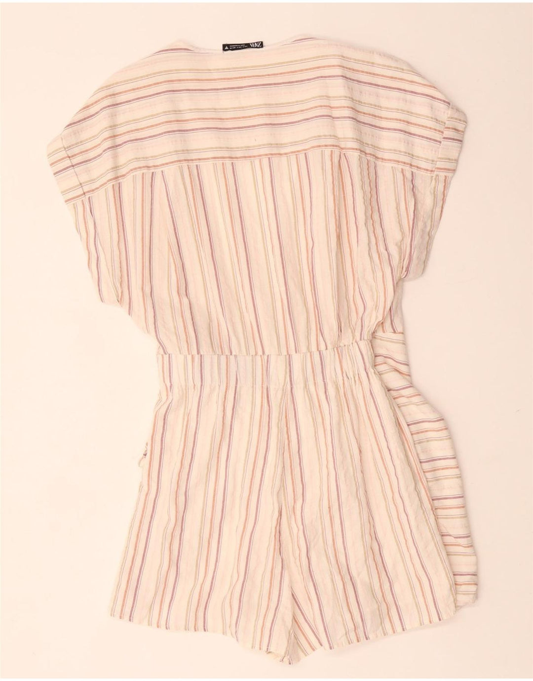 ZARA Γυναικείο Playsuit UK 10 Small Off White ριγέ