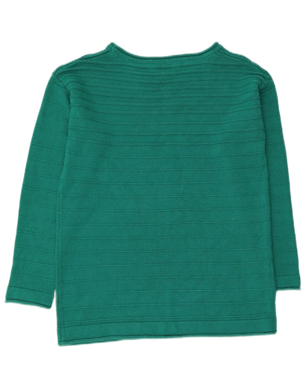 CREW CLOTHING Womens Boat Neck Jumper Sweater UK 12 Medium  Green Cotton
