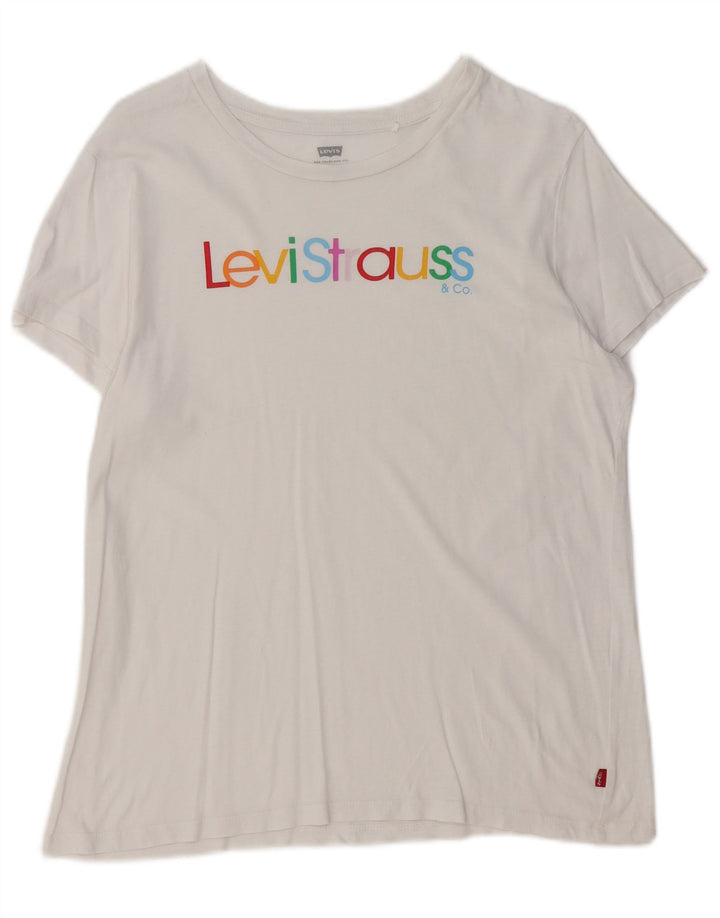 Γυναικείο γραφικό T-Shirt LEVI'S Top UK 14 Medium White