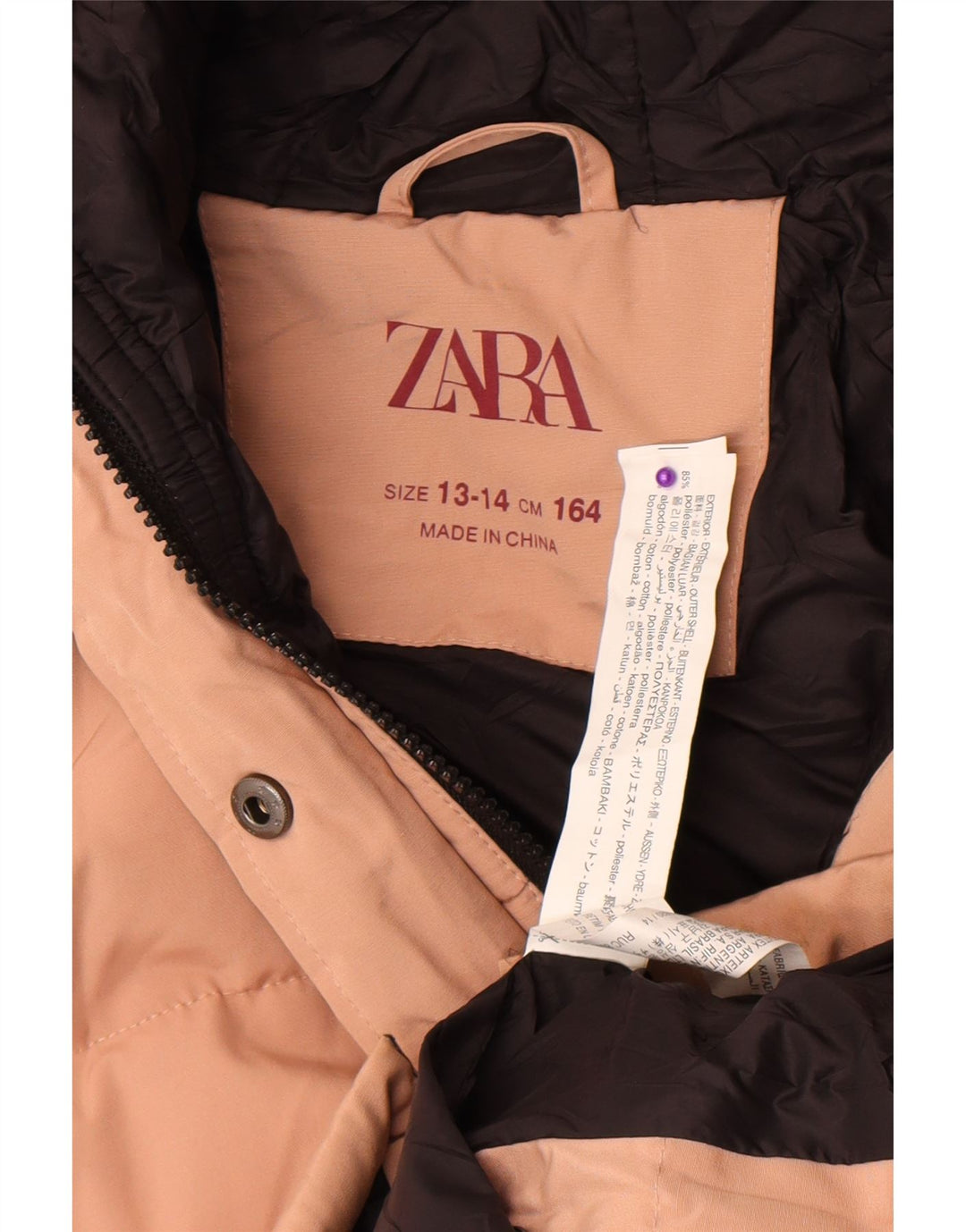 Zara Girls Hooded Jacket 13-14 Years Pink Polyester