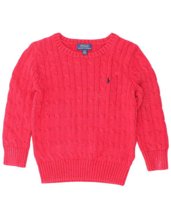 Polo Ralph Lauren Boys Boat Neck Jumper πουλόβερ 3-4 ετών κόκκινο βαμβακερό