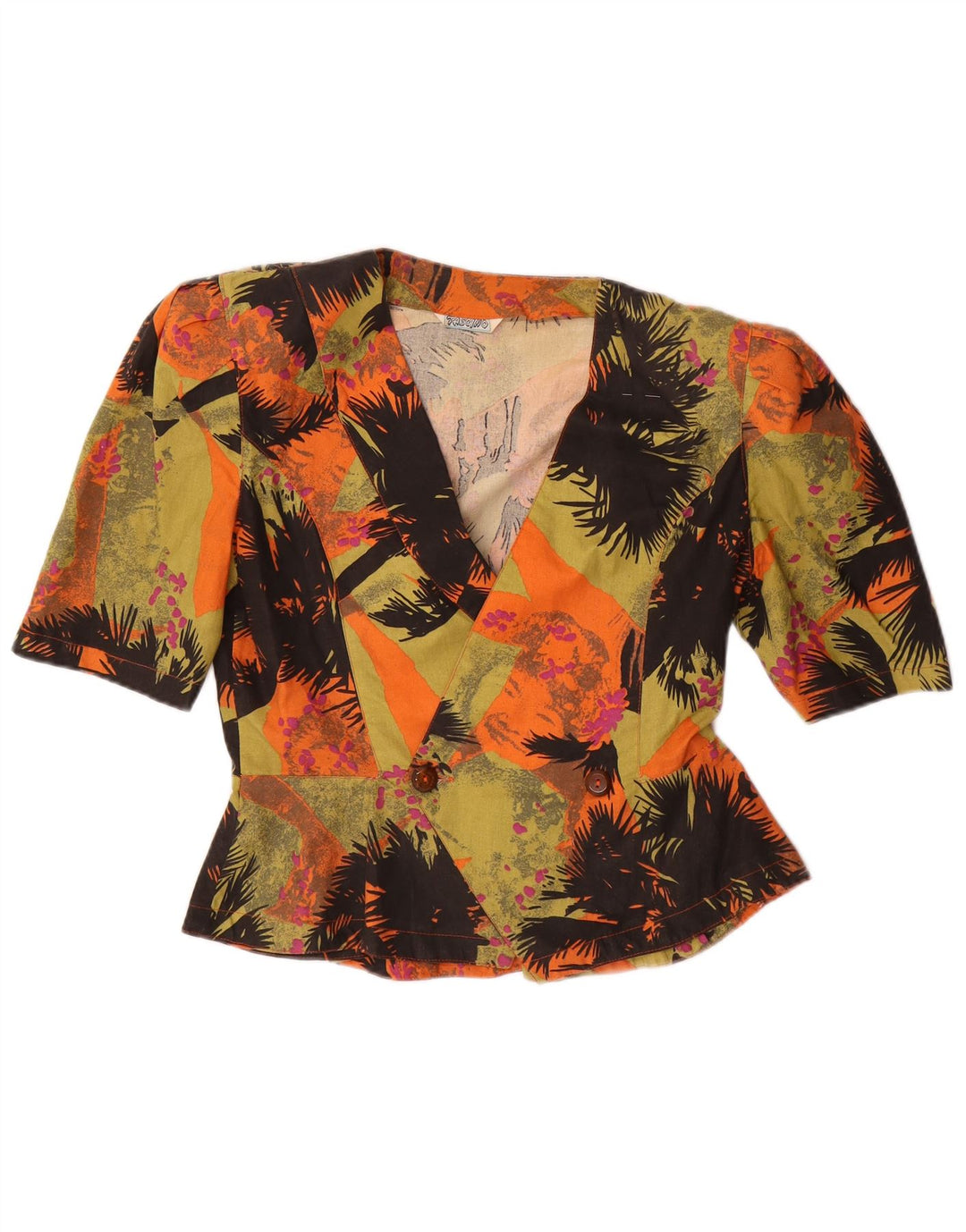 VINTAGE Γυναικείο πουκάμισο Abstract Pattern Μπλούζα UK 14 Medium πολύχρωμο