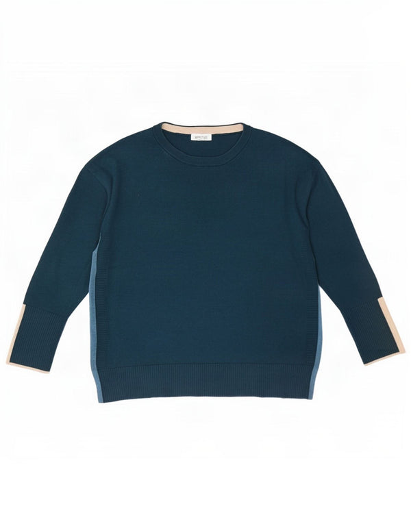 White Stuff Γυναικείο πουλόβερ με λαιμόκοψη UK 14 Large Blue Colourblock