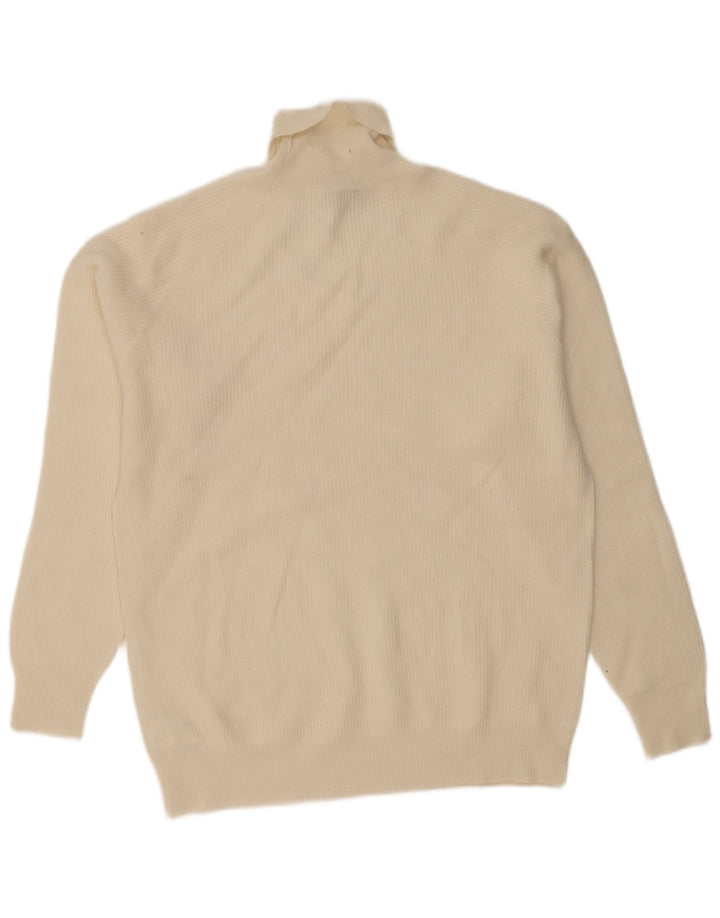 Vintage ανδρικό πουλόβερ με ρολό λαιμόκοψη XL από λευκό μαλλί