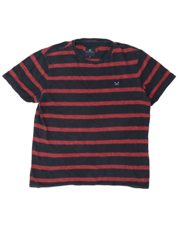Ανδρικό T-Shirt Crew Clothing Top Large Navy Blue ριγέ βαμβακερό