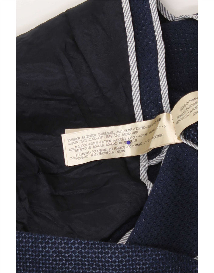 Massimo Dutti Γυναικείο σακάκι μπλέιζερ με 1 κουμπί EU 36 XS Navy Blue Cotton