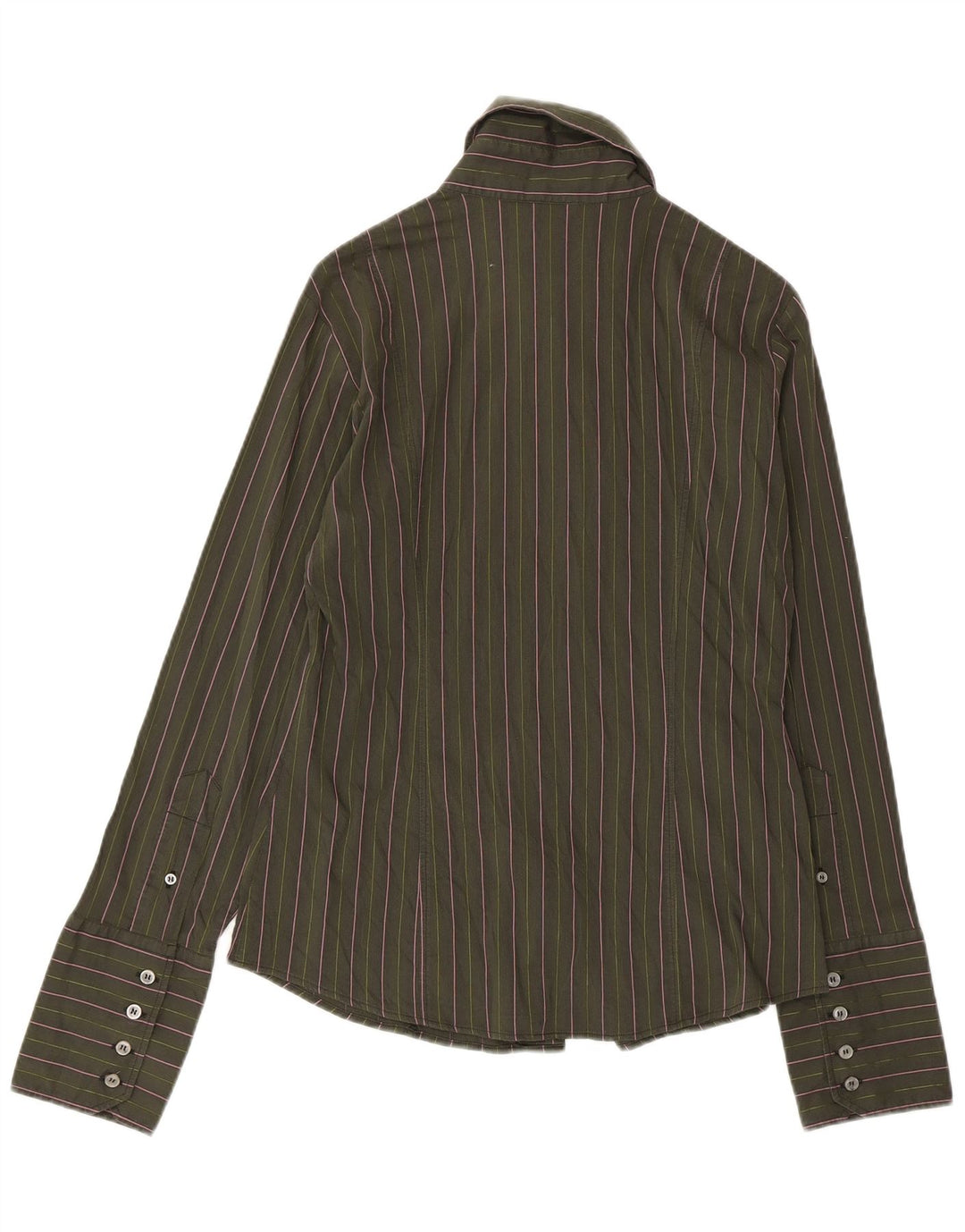 Γυναικείο πουκάμισο Benetton UK 14 Μεγάλο πράσινο ριγέ βαμβακερό