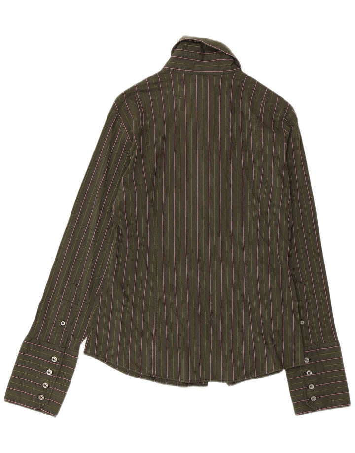 Γυναικείο πουκάμισο Benetton UK 14 Μεγάλο πράσινο ριγέ βαμβακερό