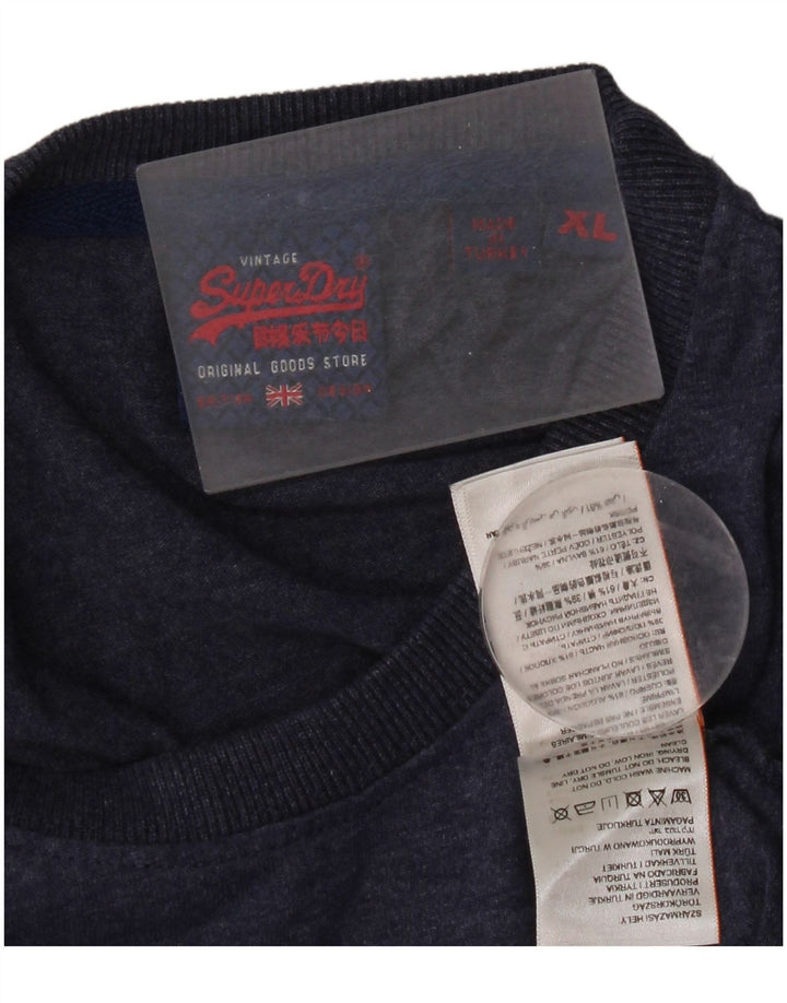 Ανδρικό γραφικό T-Shirt Superdry Top XL Navy Blue Cotton