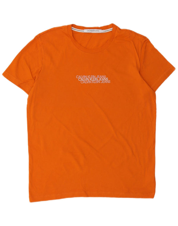 Calvin Klein Jeans Ανδρικό γραφικό T-Shirt Top XL Πορτοκαλί βαμβακερό
