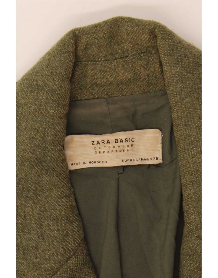 Zara Γυναικείο Μπουφάν Blazer με διπλό στήθος UK 12 Medium Khaki Polyester