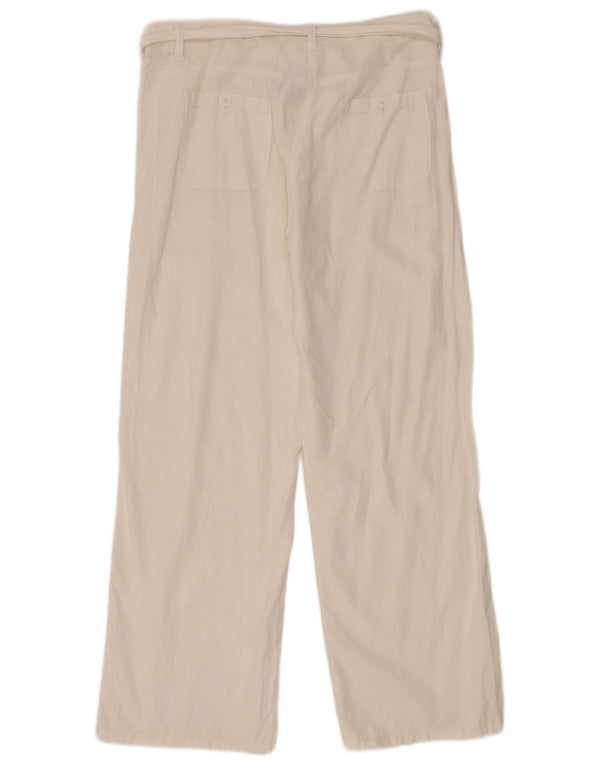 Marks & Spencer Γυναικείο ίσιο casual παντελόνι UK 14 Large W38 L30 White