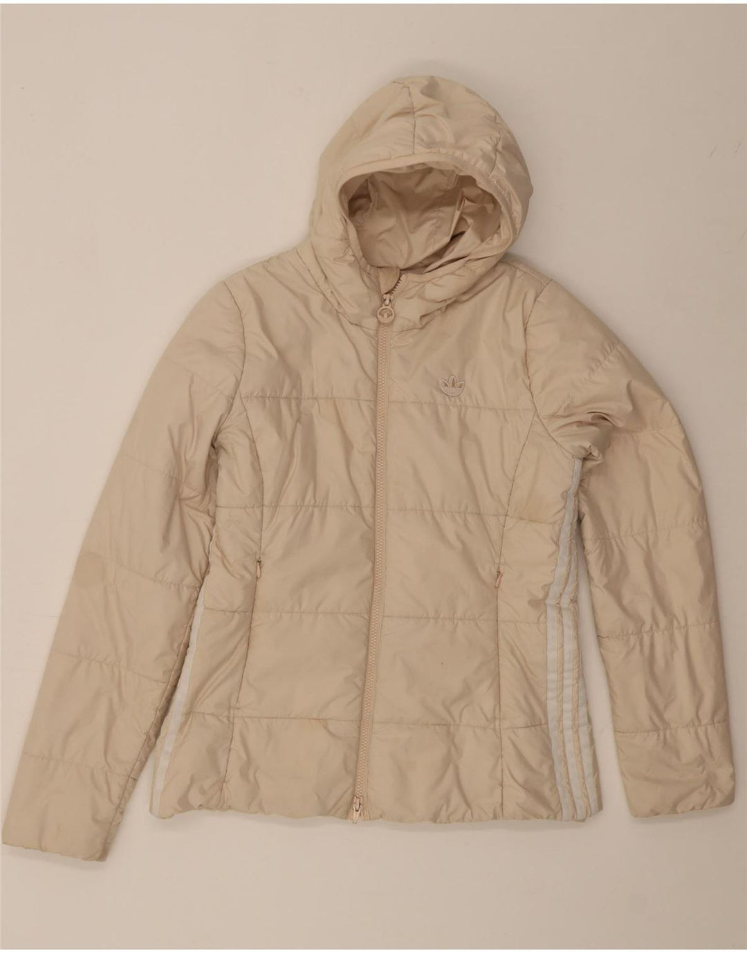Adidas Γυναικείο μπουφάν με κουκούλα UK 14 Medium Off White Πολυεστέρας