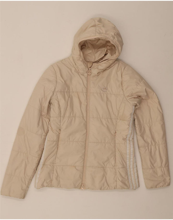 Adidas Γυναικείο μπουφάν με κουκούλα UK 14 Medium Off White Πολυεστέρας