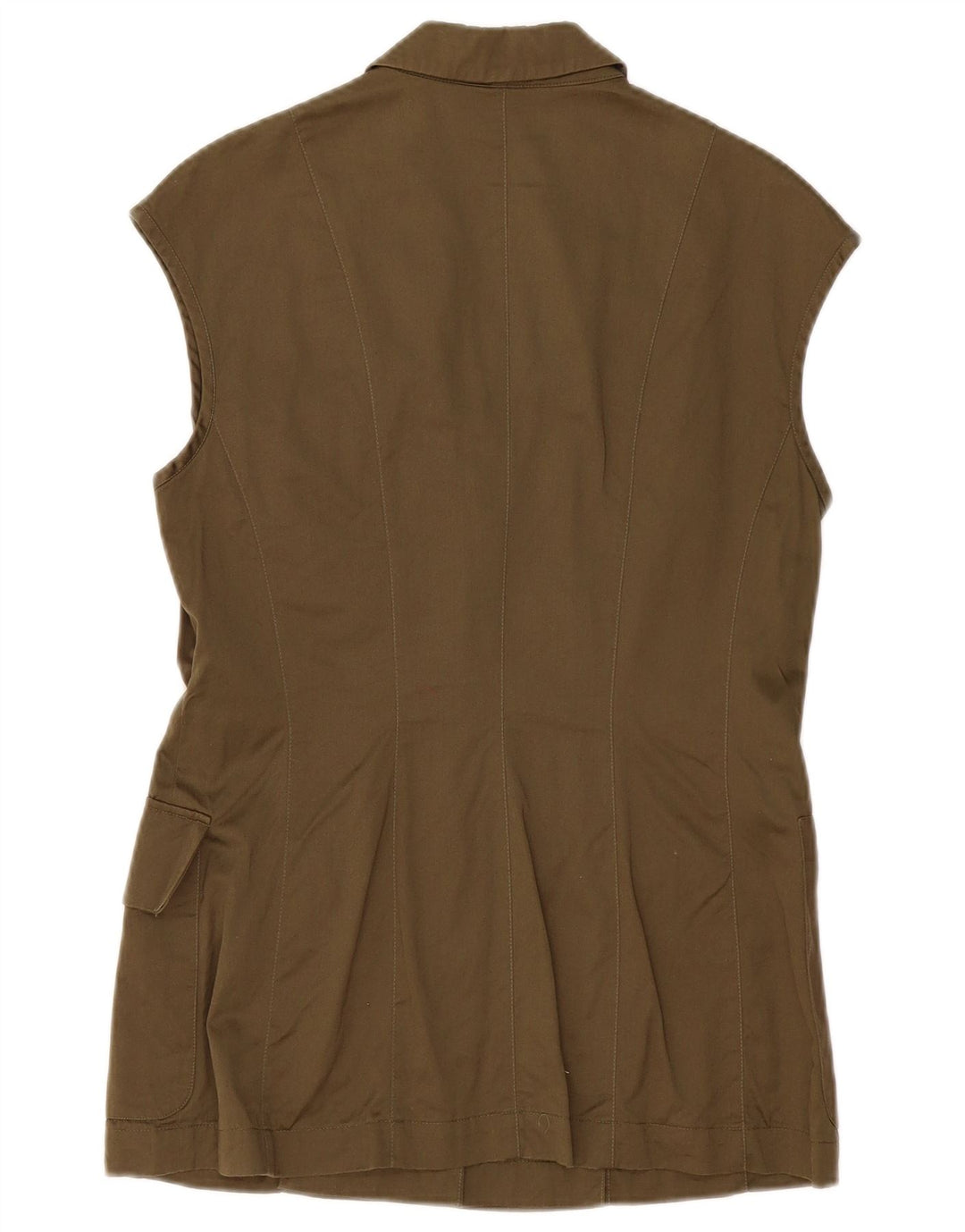 MONDI Γυναικείο αμάνικο τζάκετ μπλέιζερ με 4 κουμπιά EU 38 μεσαίο χακί βαμβακερό