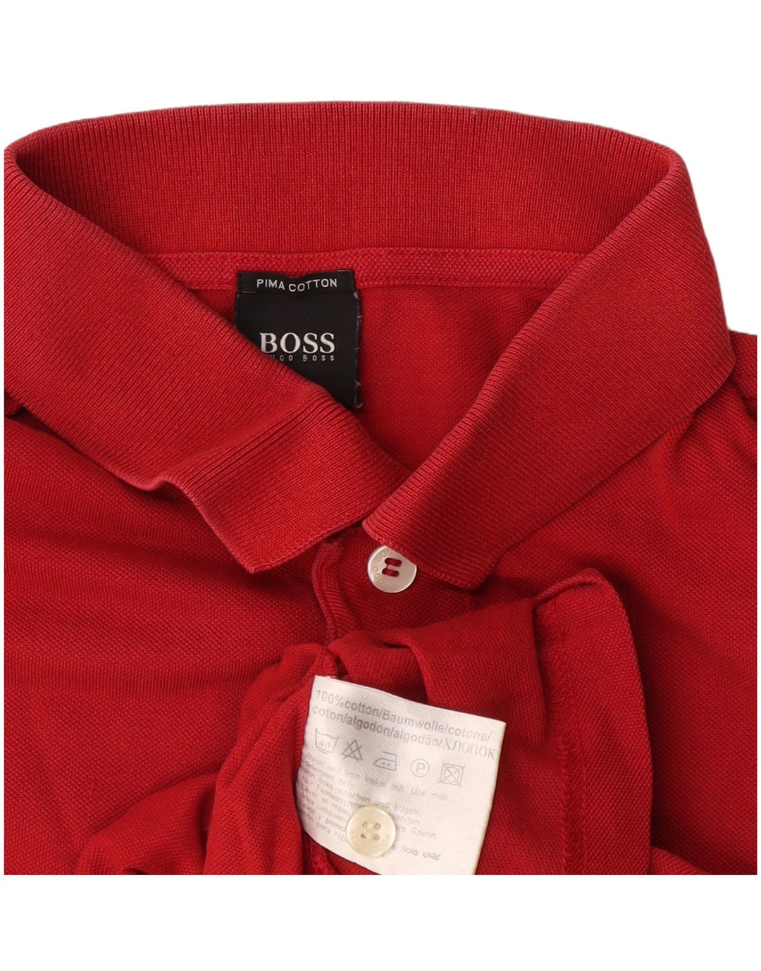 Ανδρικό μπλουζάκι πόλο Hugo Boss, μεσαίο κόκκινο βαμβακερό