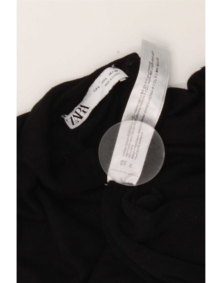 Zara γυναικείο πουλόβερ με λαιμόκοψη χελώνας UK 14 μεγάλη μαύρη βισκόζη