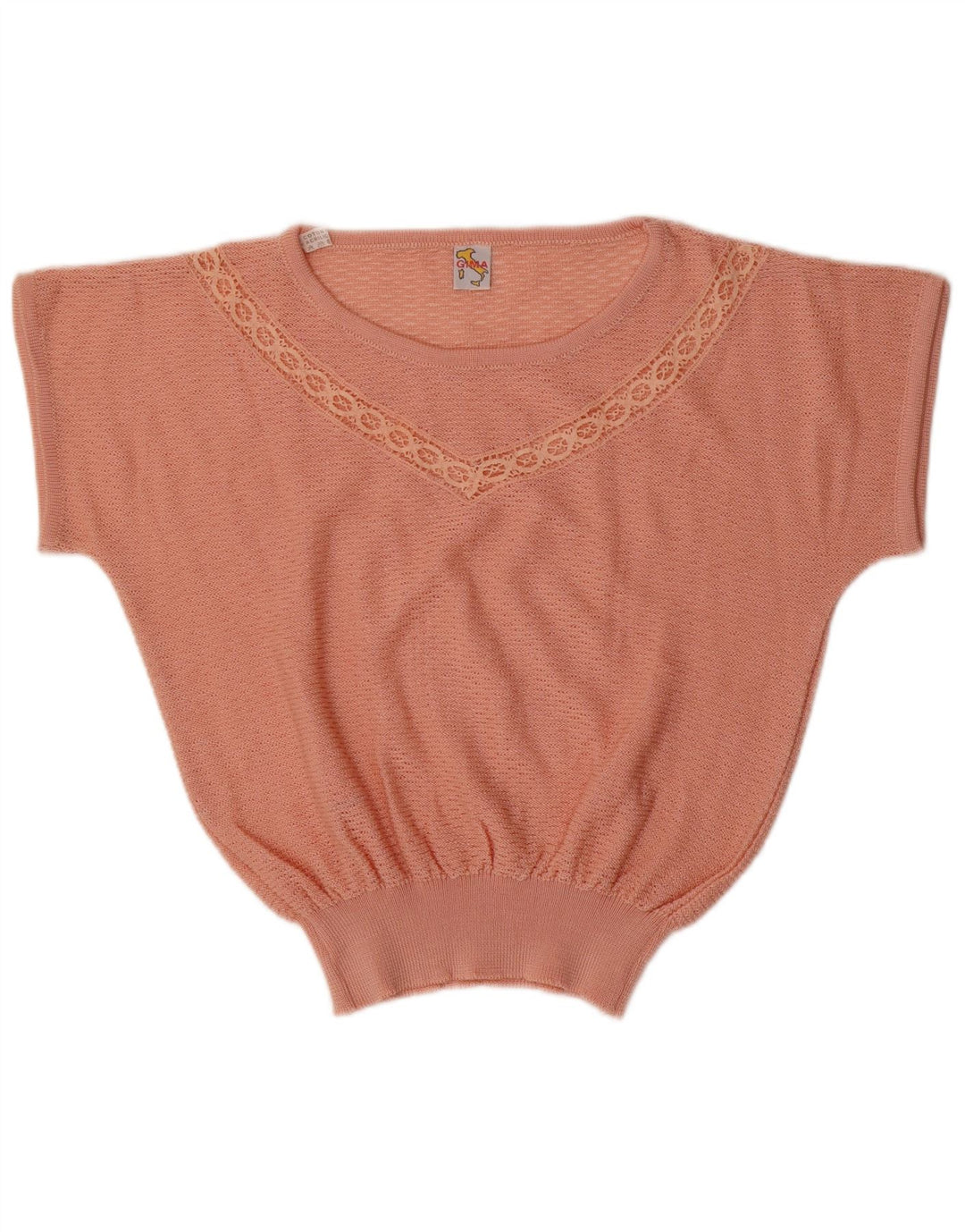 VINTAGE Γυναικείο κοντομάνικο πουλόβερ με λαιμόκαυστο UK 14 Medium Pink