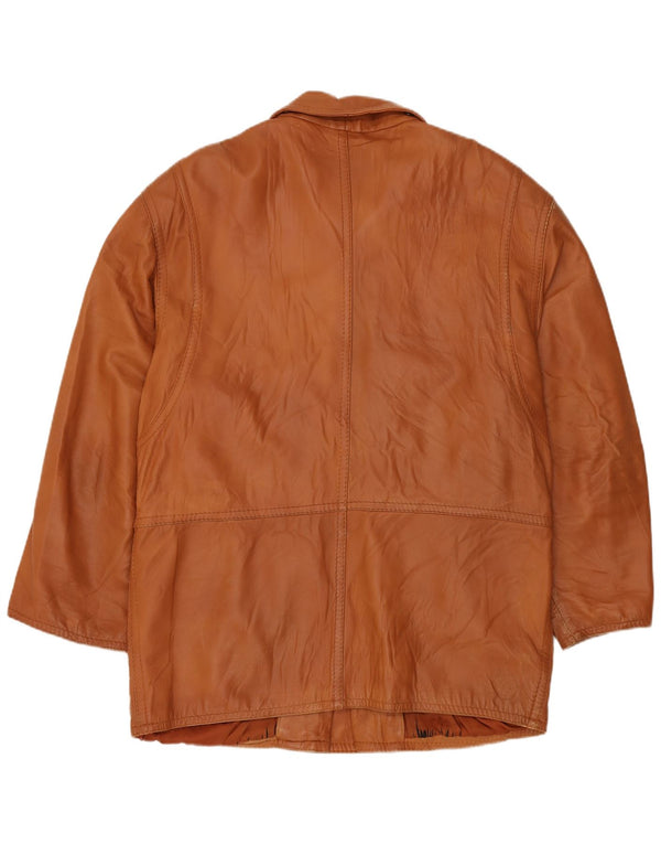 VINTAGE Ανδρικό Δερμάτινο Παλτό IT 54 2XL Καφέ Δερμάτινο