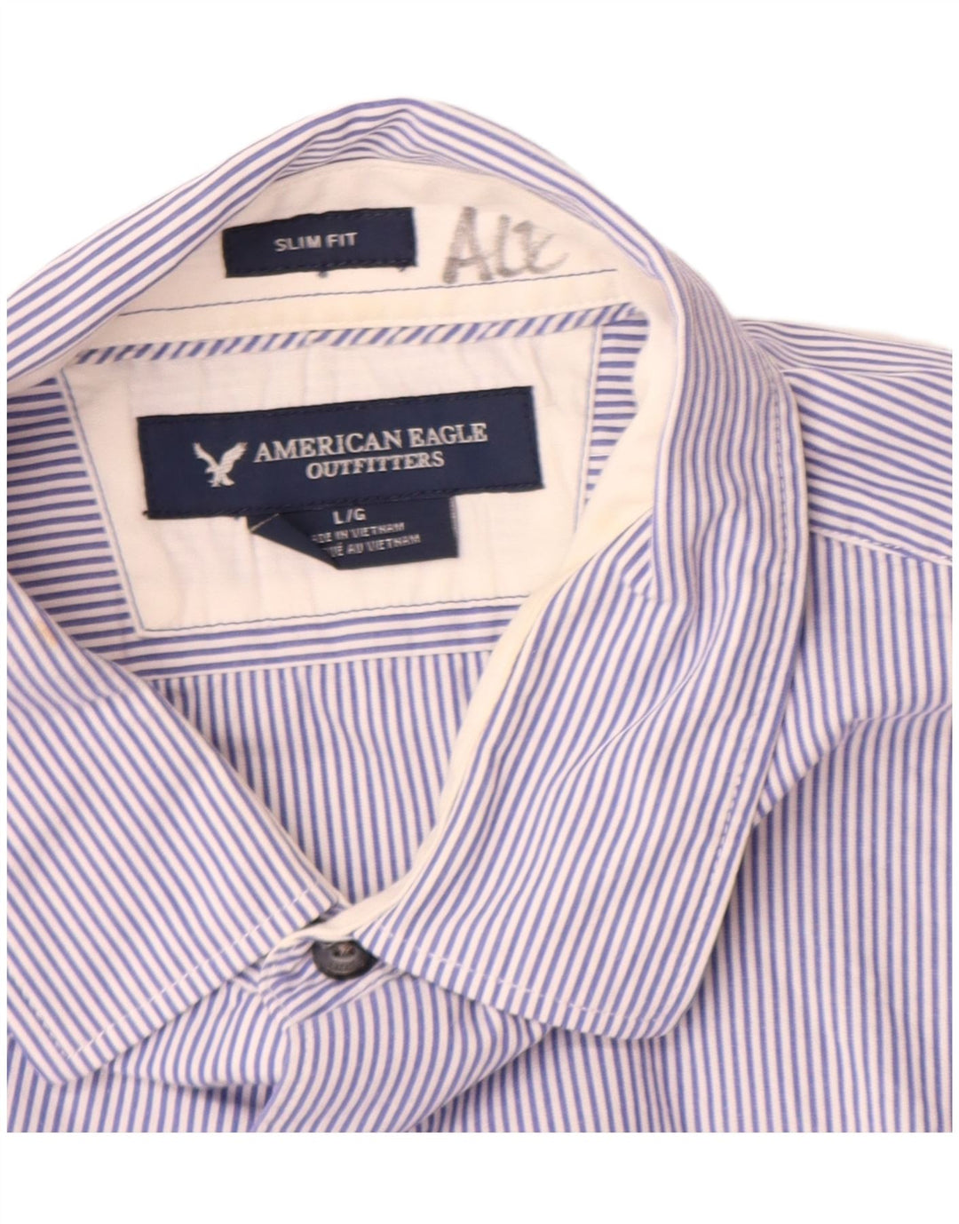 Ανδρικό πουκάμισο American Eagle Slim Fit μεγάλο μπλε ριγέ βαμβακερό