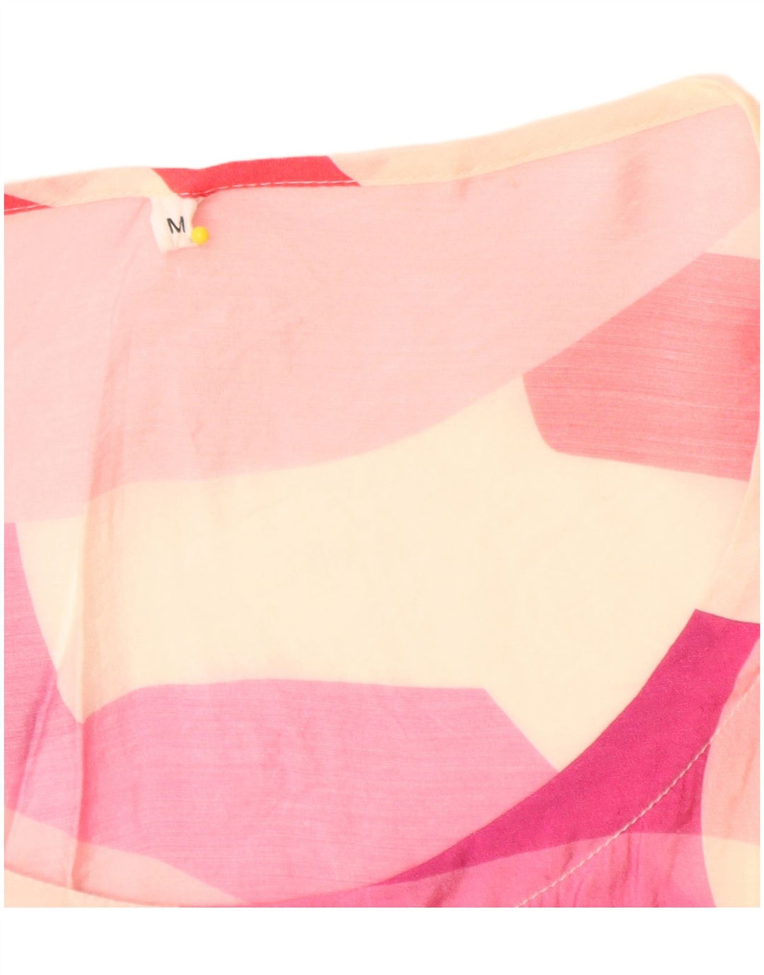Vintage Γυναικεία See Through Γραφική Μπλούζα Κορυφαίο UK 14 Medium Pink Colourblock