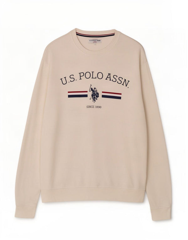 Πόλο Ασν. Ανδρικό γραφικό φούτερ Jumper 2XL Λευκό βαμβακερό